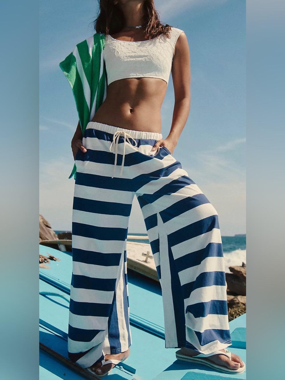Free People Free Est Dakota Pants Navy Combo NWT $78